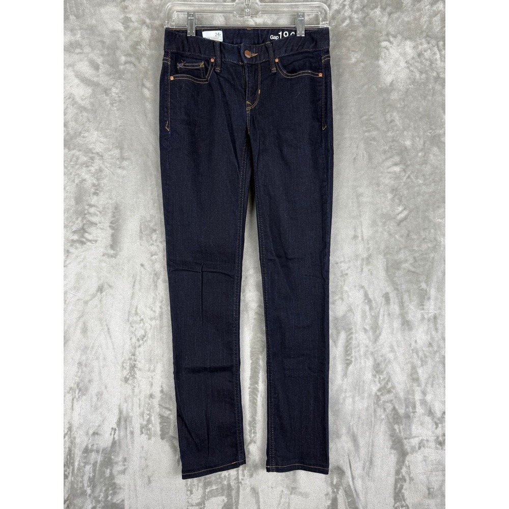 Gap 1969 Real Straight Dark‎ Wash Denim Jeans Women 24r